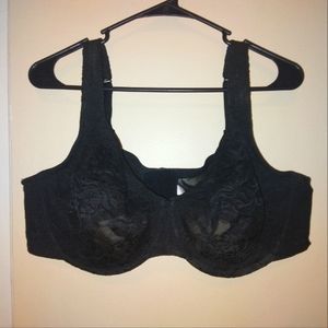 Cacique black lace front balconette bra underwire thick strap size 46C